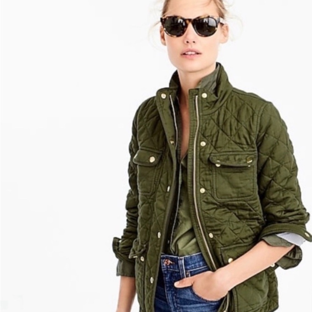J. Crew Women's Olive Quilted Downtown Field Jacket